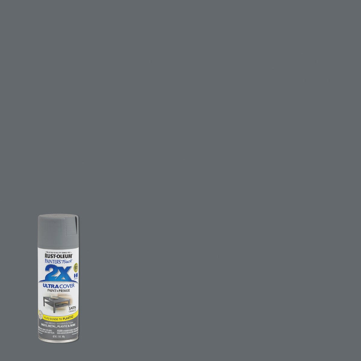 12 oz. can of Rust-Oleum 2X Granite Satin spray paint and primer for home improvement projects