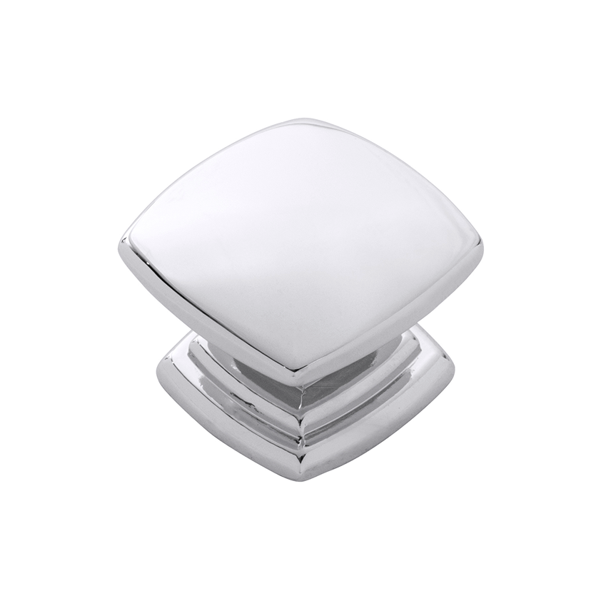 Chrome square knob with sleek modern design for cabinet and furniture hardware in home improvement collections