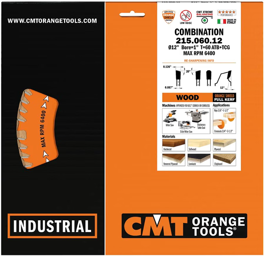 CMT Orange Tools 12” 60T Combination Saw Blade