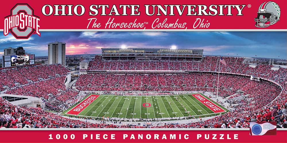 Panoramic view of Ohio State University stadium filled with fans during a daytime football game scene puzzle image