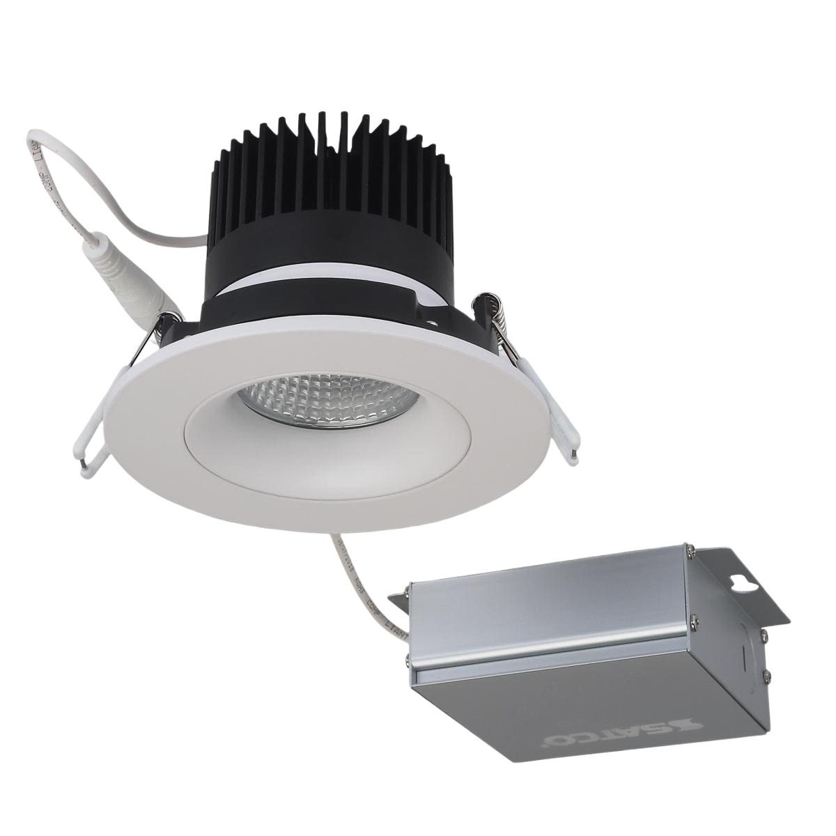 White round LED recessed downlight with external driver for dimmable lighting in electrical and home improvement collections