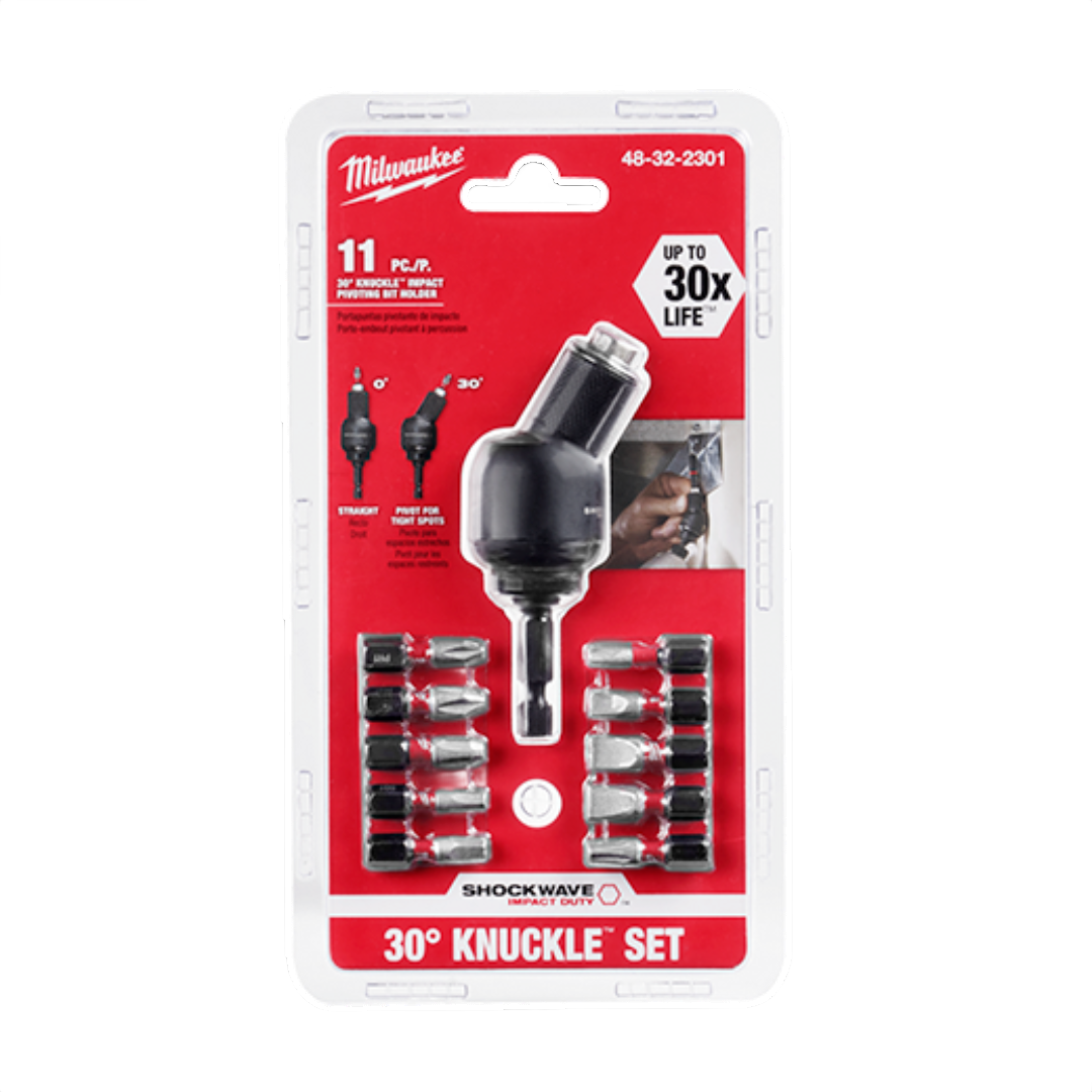 Milwaukee 11-piece 30° knuckle bit holder set for tool accessories and power tool use in home improvement collections