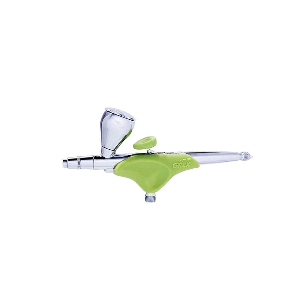 Green and chrome ergonomic airbrush with a 0.3mm nozzle for precision painting in paint sprayers and supplies collections