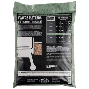 Bag of 20 lbs mesquite hardwood pellets for grilling in outdoor living, Traeger pellets, and grilling collections