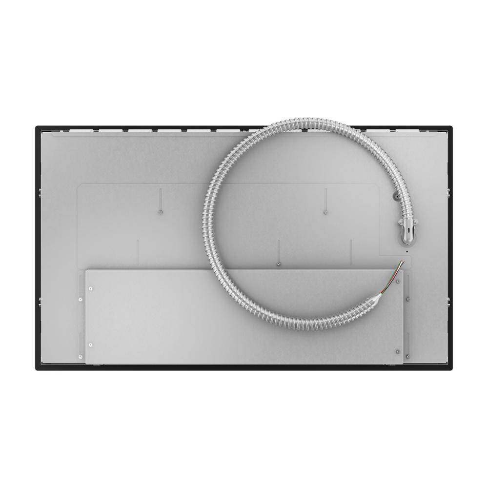 Back view of rectangular cooktop with flexible metal conduit and mounting plate from KitchenAid induction appliances collection
