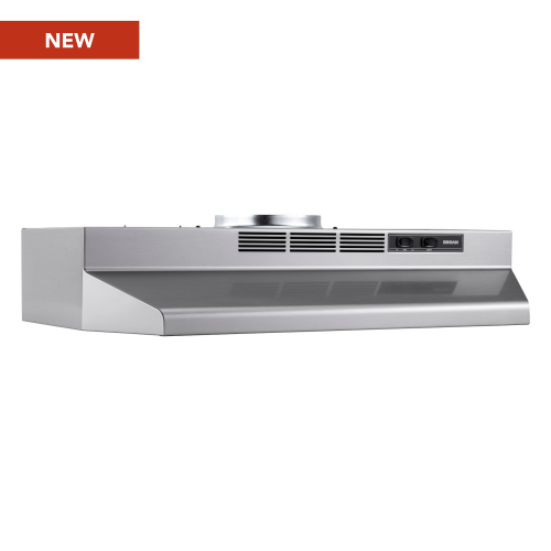 stainless steel 24-inch convertible range hood with 230 CFM blower for kitchen and home improvement use