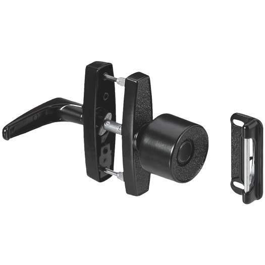 Black knob latch and lever handle set compatible with wood or metal doors in hardware and furniture accessories collection under $50
