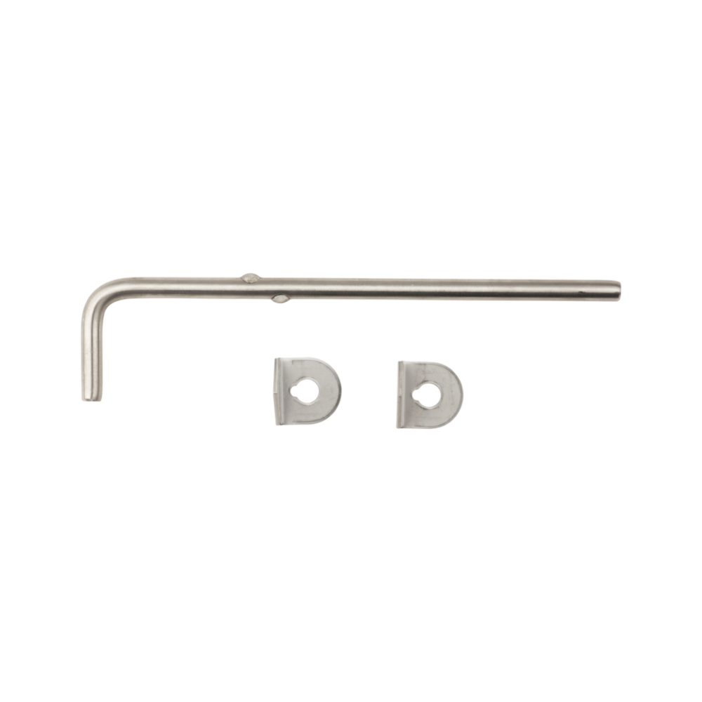 Stainless steel cane bolt with mounting brackets for securing heavy wood gates in door and gate accessories under $50