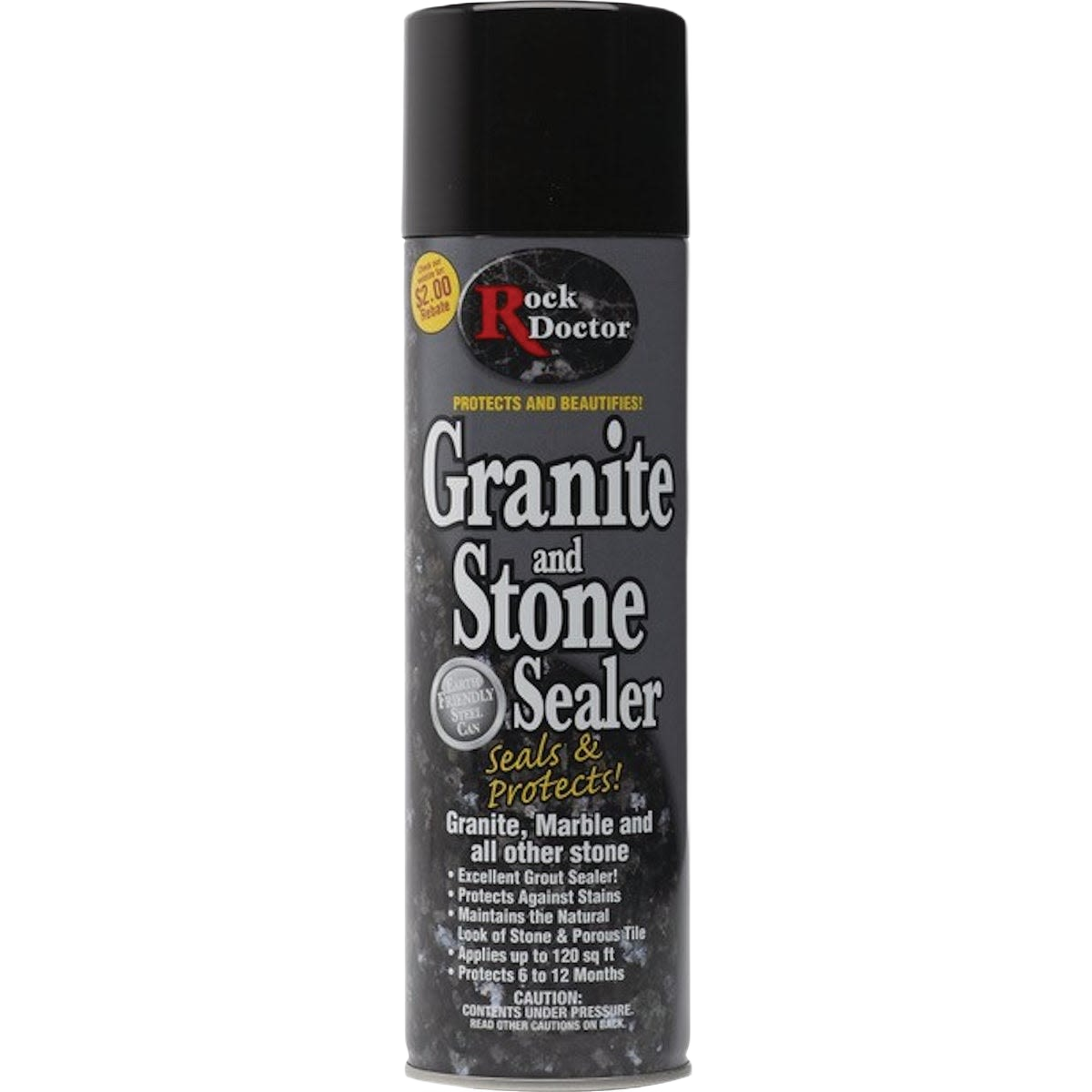 Spray can of Rock Doctor granite and stone sealer for natural stone surfaces and grout protection in cleaning supplies collections