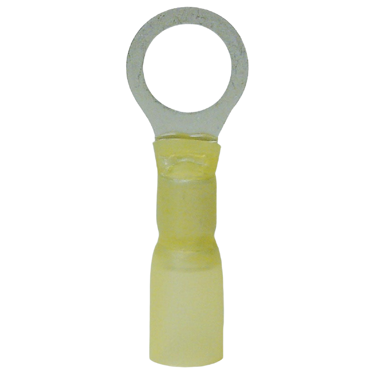 Yellow insulated ring terminal for 12 to 10 AWG wires, ideal for electrical and home improvement projects under $50