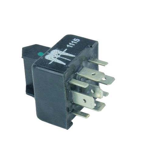Black electrical diode with multiple metal prongs for tools and home improvement applications