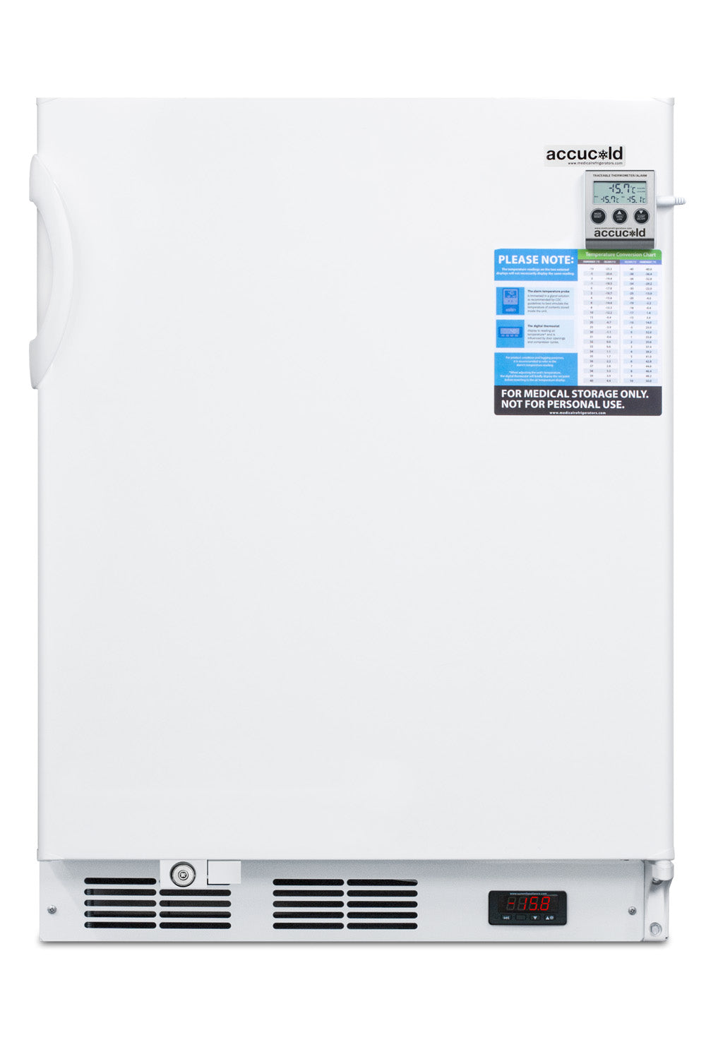 Front view of white built-in all-freezer with digital temperature control in Freezers & Ice Makers collection