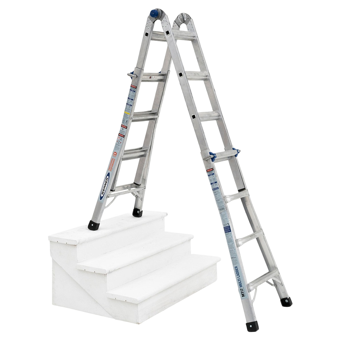 Werner Aluminum Multi-Position Telescoping Ladder with 300 lb. Load Capacity, 17 ft.