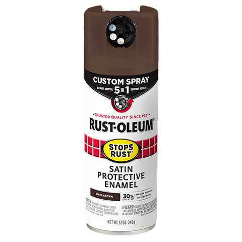 Rust-Oleum satin protective enamel spray in dark brown for home improvement and Rust Oleum spray paint projects under $50