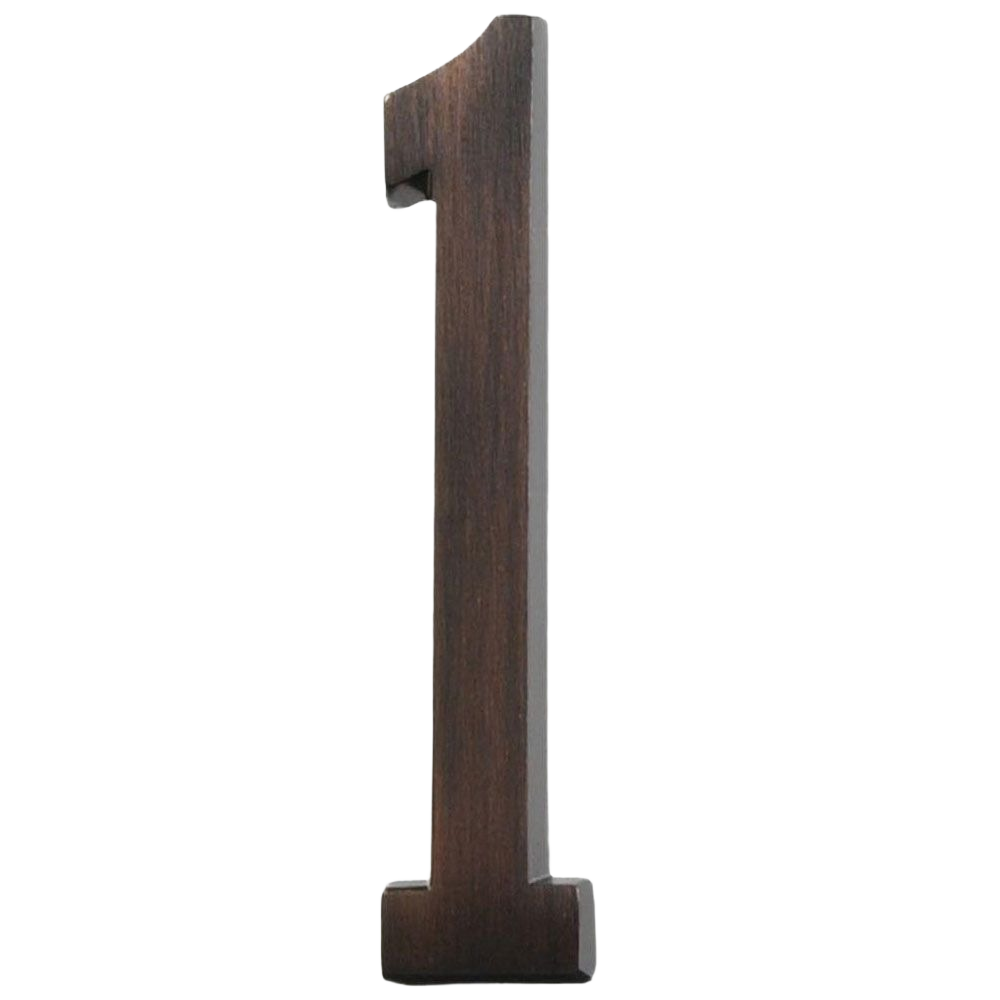 Adhesive bronze house number 1 with brushed finish for home improvement and outdoor address display
