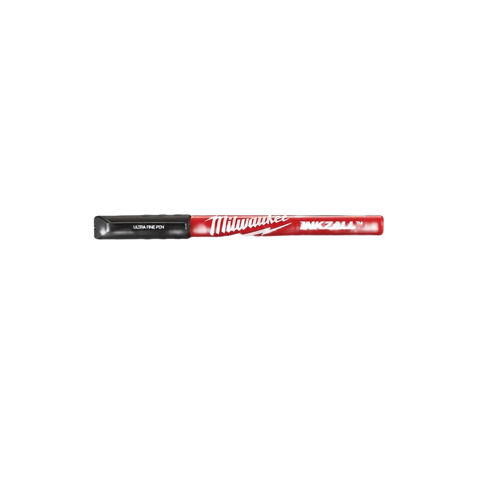 Red and black fine point pen from Milwaukee for precise marking in woodworking and home improvement tools collections