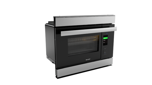 Modern stainless steel built-in wall oven with Wi-Fi and digital display from kitchen appliances collection
