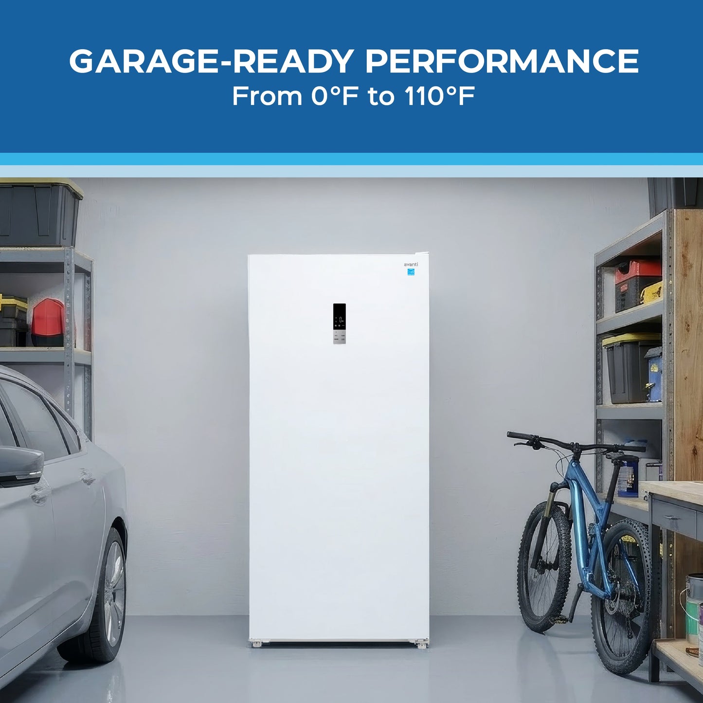 Avanti MaxxSpace Garage-Ready 17 cu. ft. Convertible Upright Freezer - White