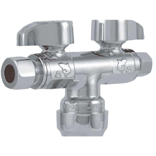 Dual brass shut-off valve with compression fittings for plumbing and pipes & fittings collection under $100 range