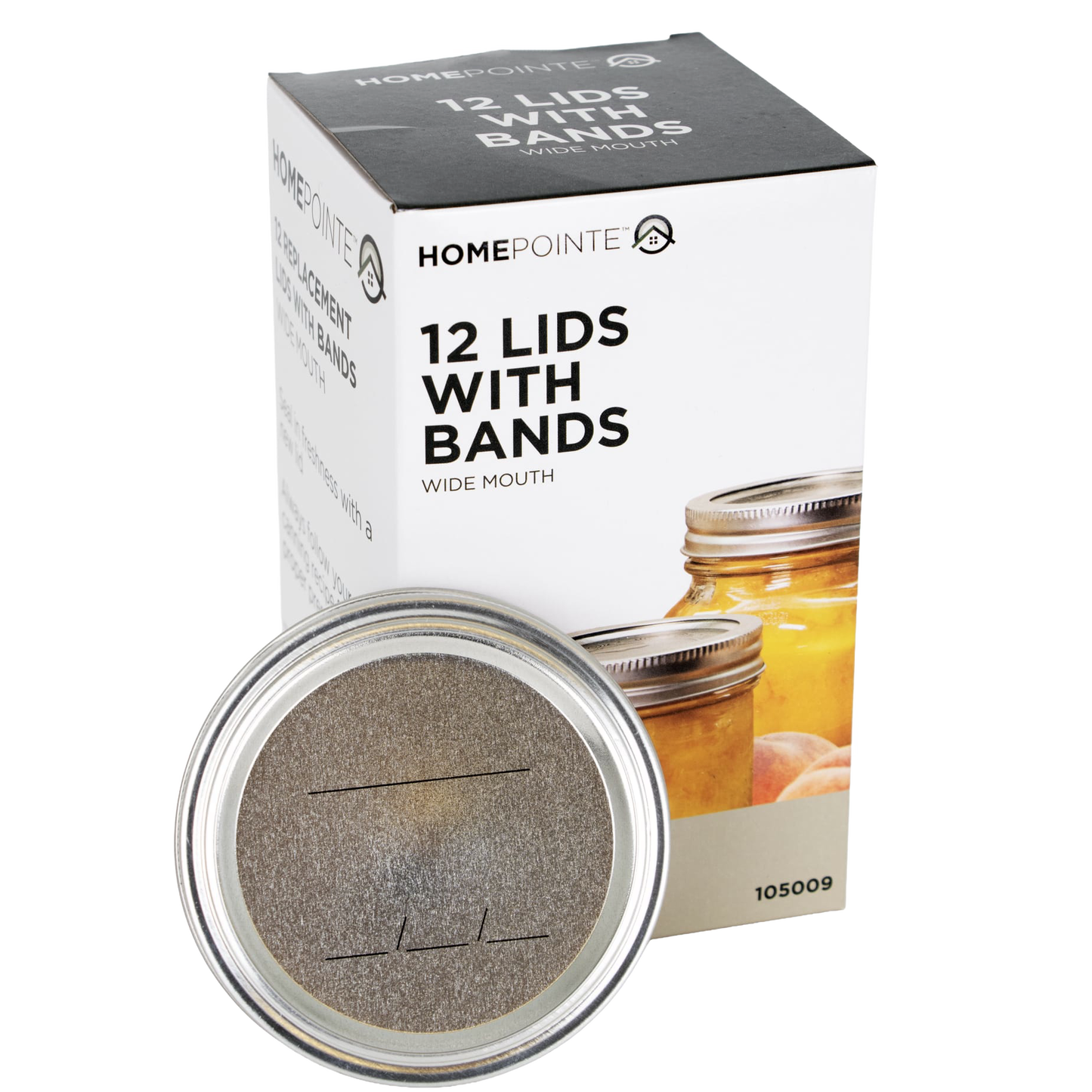 HomePointe Canning Jar Lids & Bands - Wide Mouth