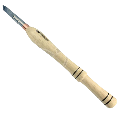 Wood handle parting tool with replaceable carbide cutter, designed for woodworking tool accessories and home improvement use