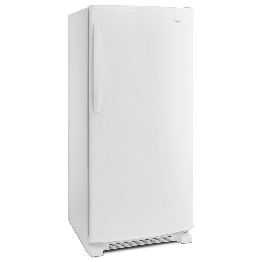 Tall white freestanding refrigerator with a single door and LED lighting in kitchen and appliance collections