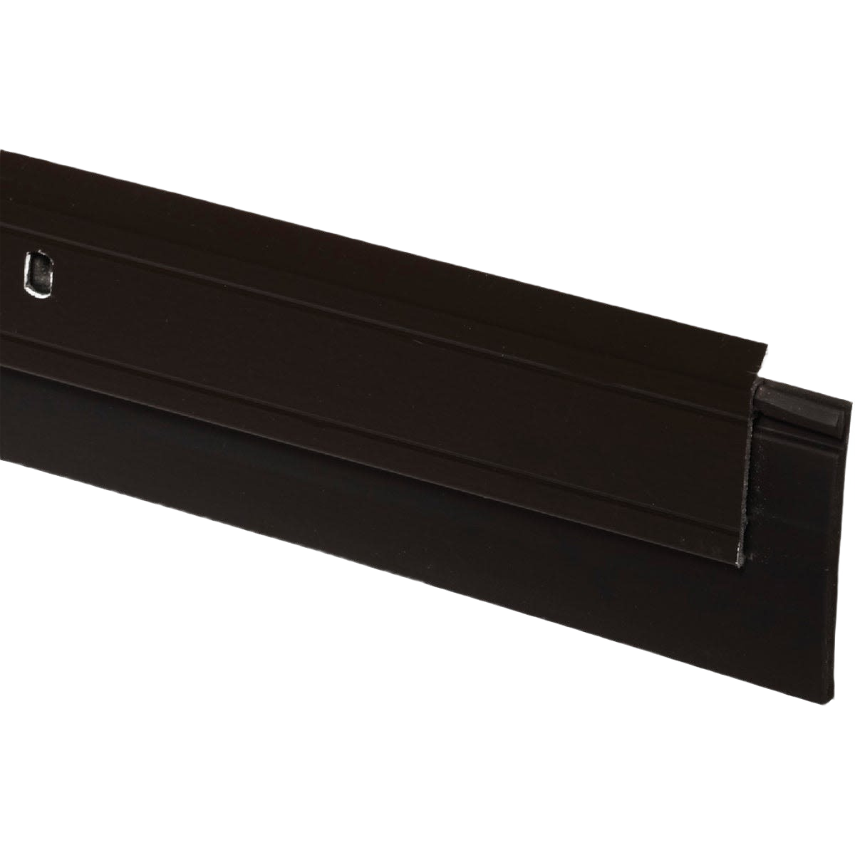 Bronze commercial door sweep with durable rubber seal for draft and moisture protection in home improvement hardware.