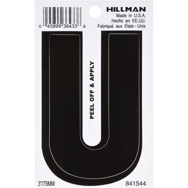Black vinyl peel-off die cut letter U sticker for home improvement and hardware projects under $50 collections