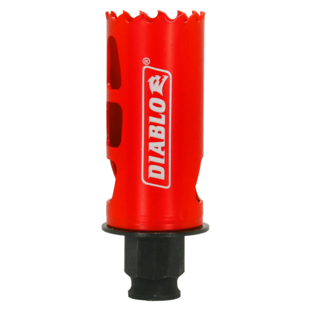 Red steel hole saw with Diablo branding for woodworking tools and home improvement under $50 collections
