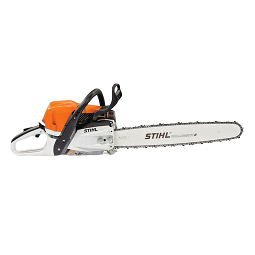 Side view of a gas-powered STIHL chainsaw with 18-inch cutting bar for outdoor power equipment and lawn care tools