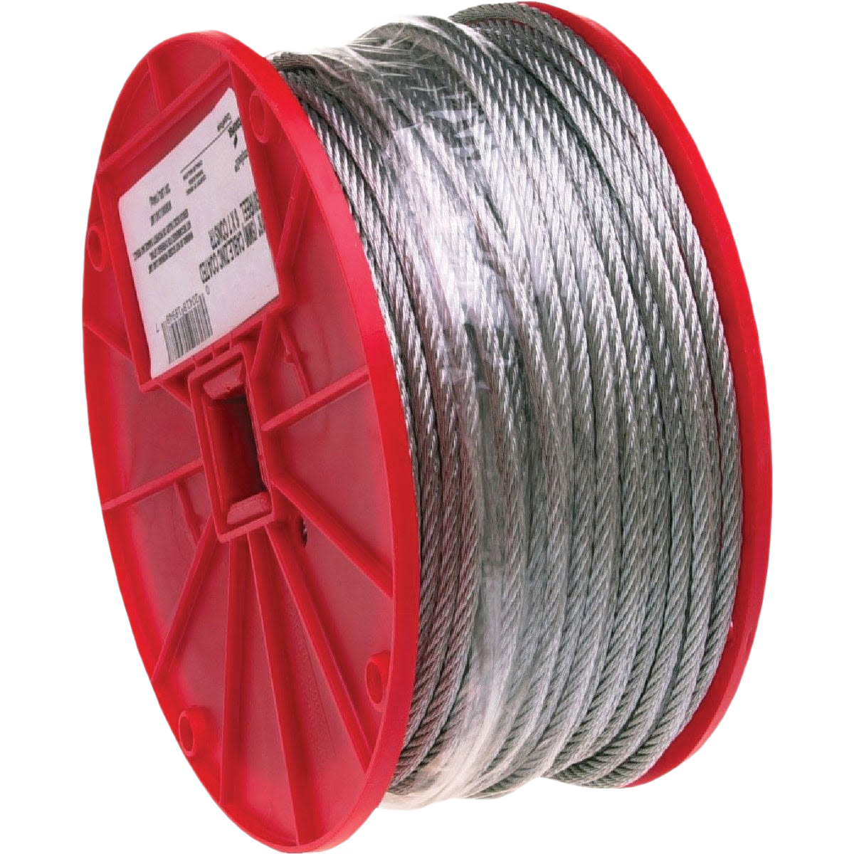 Galvanized steel wire cable on red spool for hardware projects and home improvement tools collection under 50