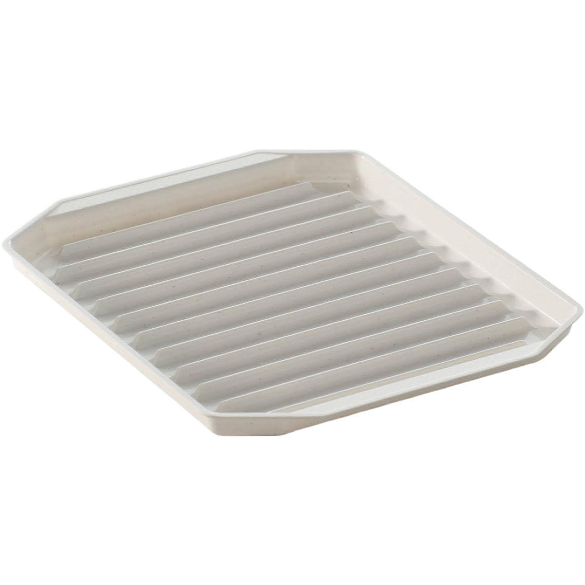 Compact plastic microwave rack with raised ridges for cooking bacon and sausage in kitchenware collections