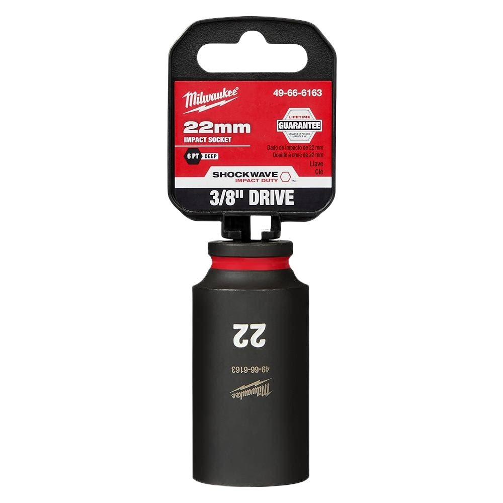 Matte black 22mm impact socket with 6-point deep design for Milwaukee hand tools and woodworking collections
