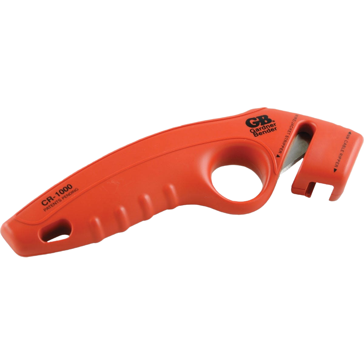 Orange handheld cable ripper tool with ergonomic grip and safety blade for home improvement tasks