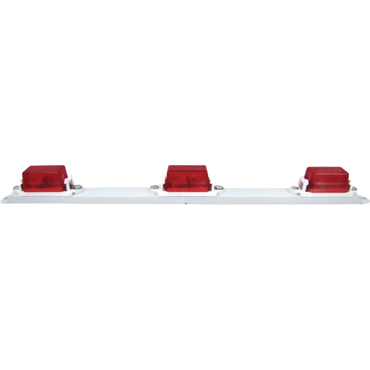 Compact mini light bar with three red lights and corrosion-resistant powder-coated metal for automotive use