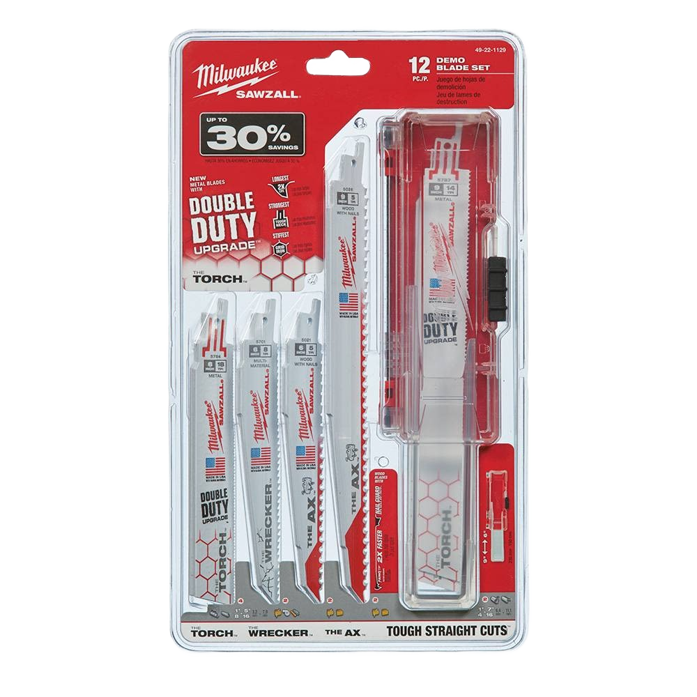 12-piece demolition blade set featuring versatile saw blades for power tool accessories in home improvement projects