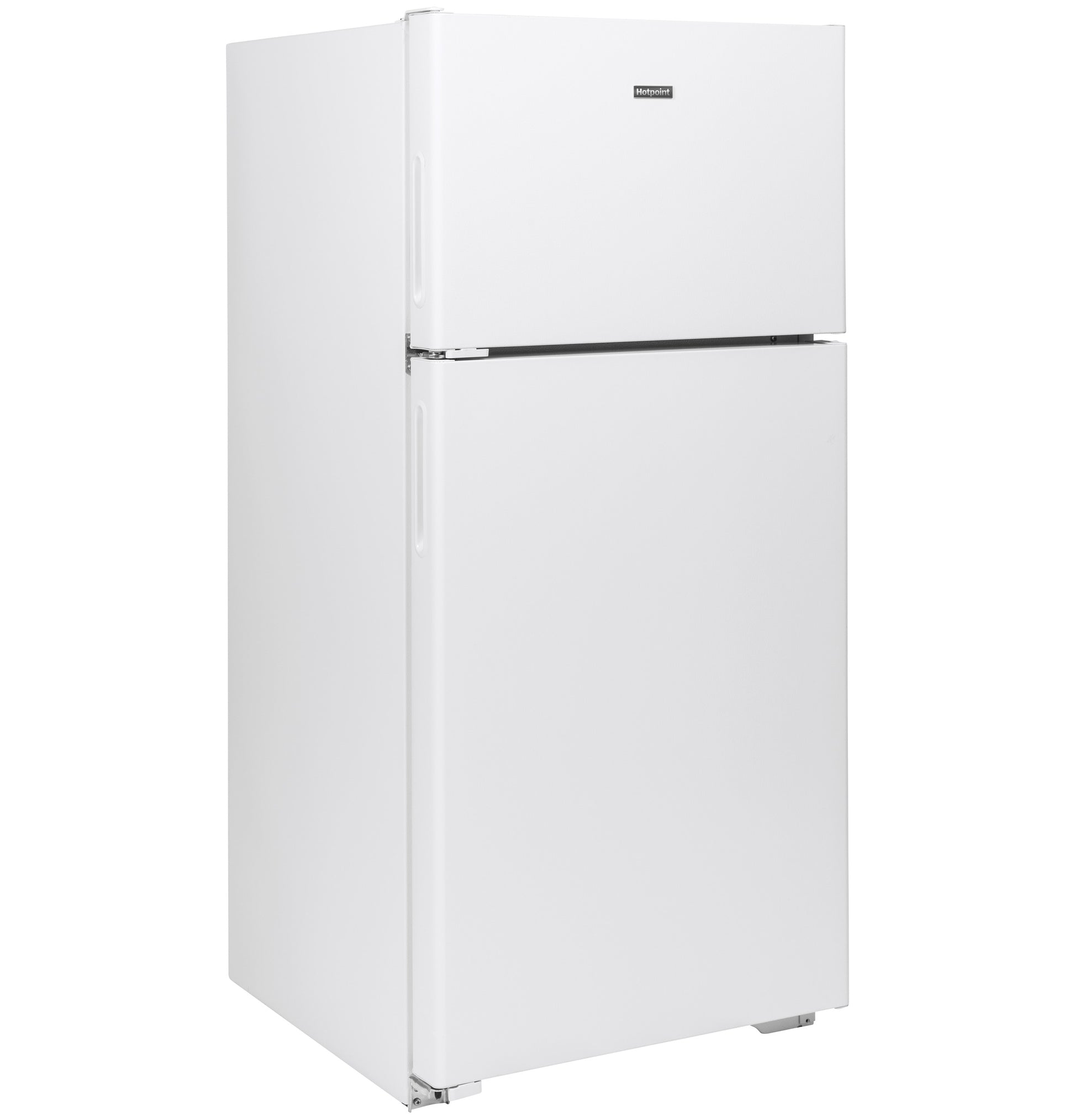 White recessed handle top-freezer refrigerator in appliances collection suitable for kitchens and home improvement projects
