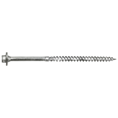 Steel structural screw with hex washer head designed for heavy-duty fastening in hardware and lumber building materials collections