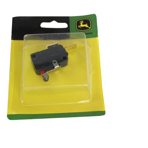 Black electrical switch with metal terminals in yellow and green John Deere branded packaging for tools and home improvement