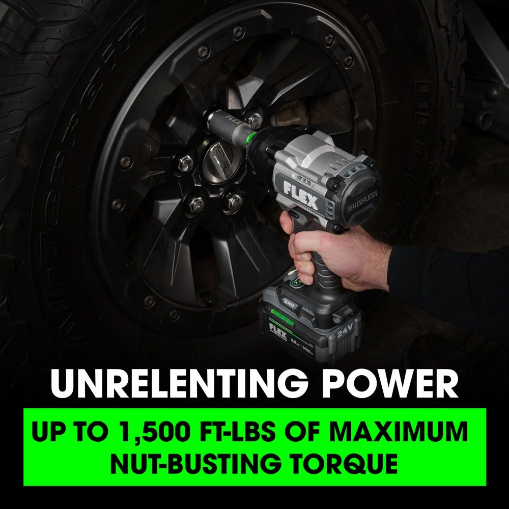 FLEX 24V 1/2", 1,500 ft-lbs High-Torque Impact Wrench (Tool Only)