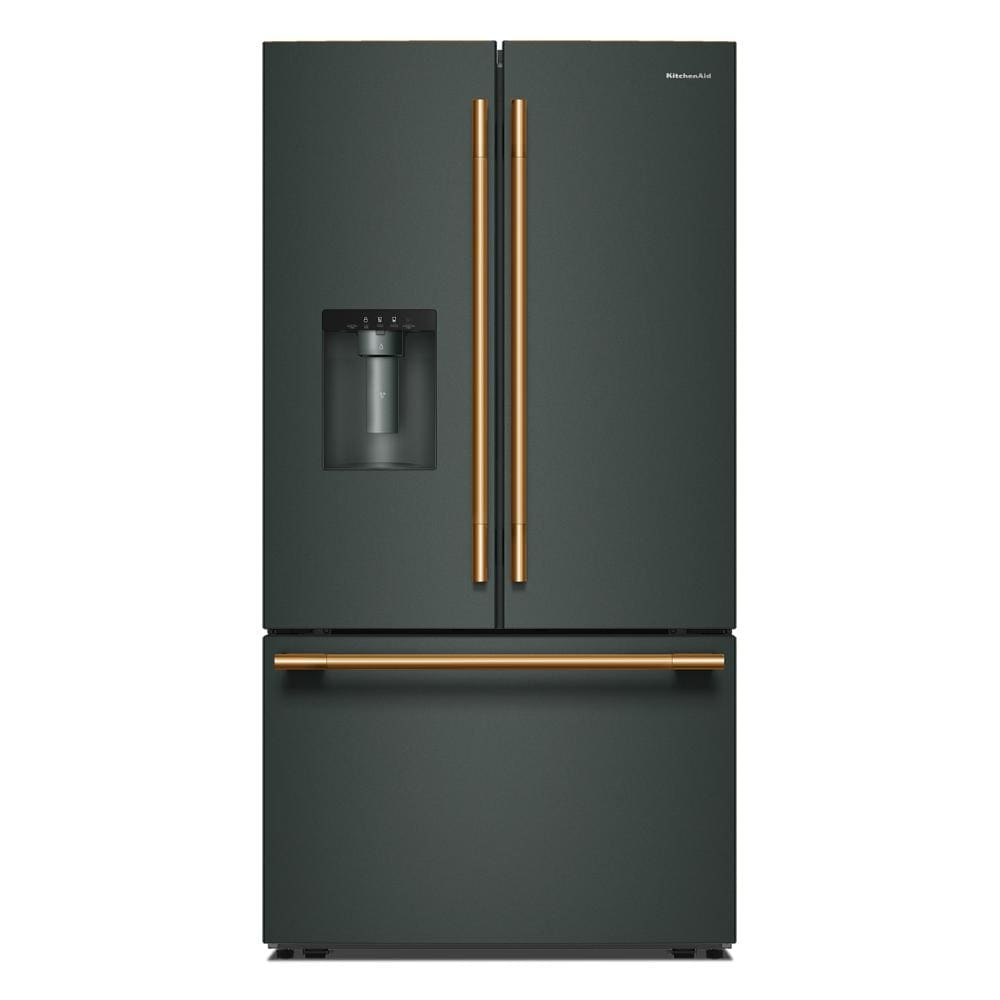 30 Cu. Ft. 36-Inch French Door Refrigerator with Exterior Water and Ice Dispenser and Wood-Look Sliding Tray in Juniper