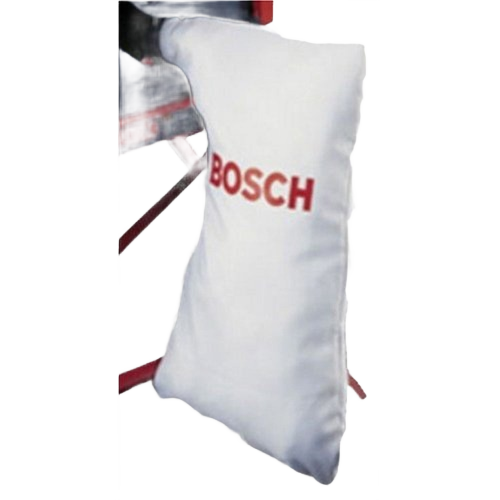 White dust collection bag with red Bosch logo for power tool and saw accessories under $50 collections