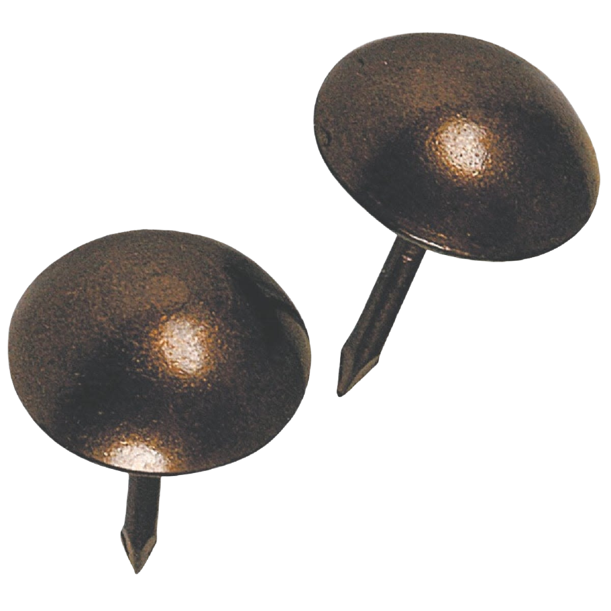 Two large round bronze furniture nails with hammered finish for hardware and fasteners under $50 collections