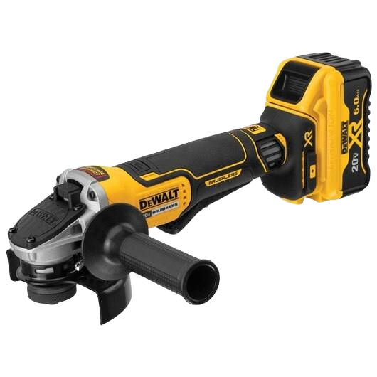 Compact yellow and black cordless angle grinder with 20V battery for home improvement and power tool projects