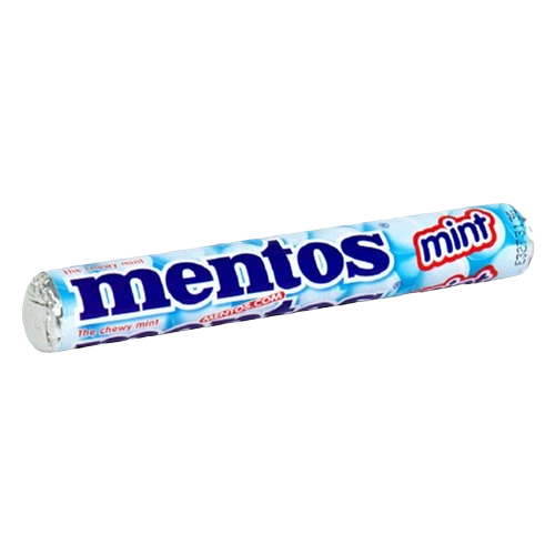 Mint-flavored Mentos candy roll in blue packaging, part of the Chocolates & Candies collection under $25