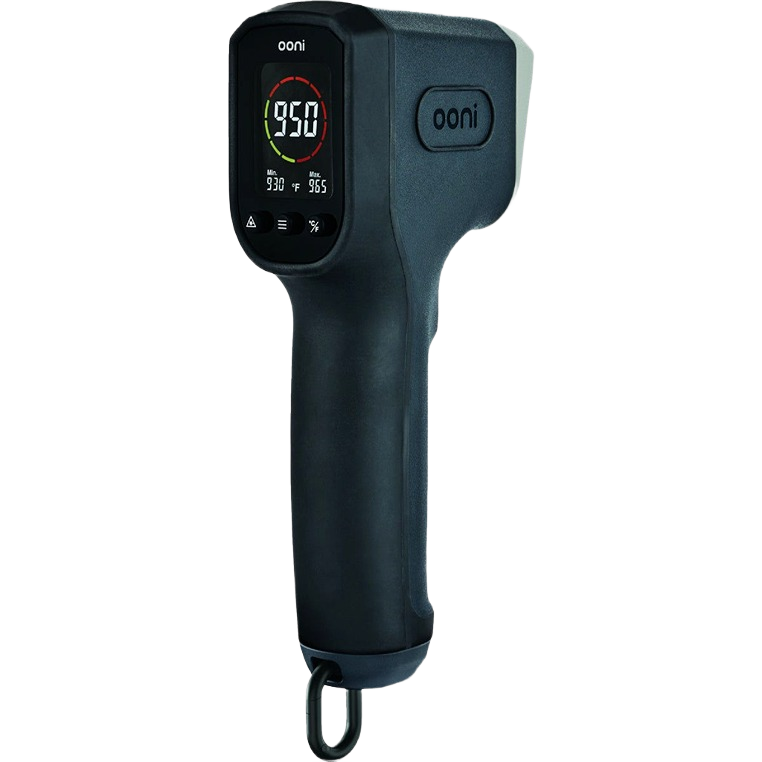 Black handheld infrared digital thermometer with color display for grilling and outdoor cooking tools collections