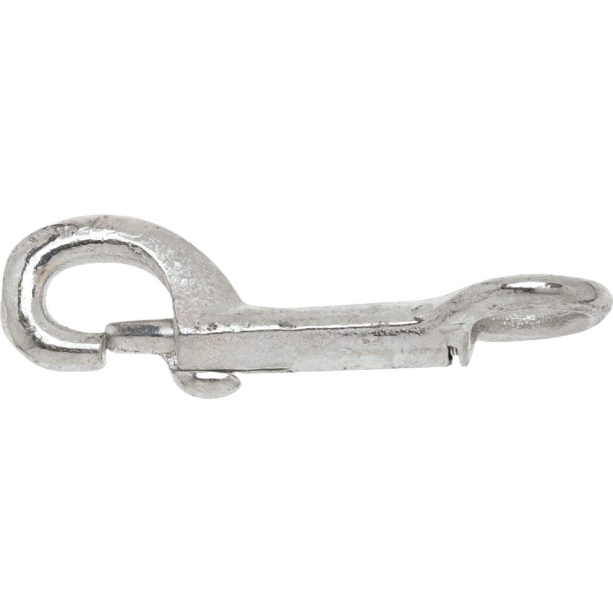 Zinc-finished Campbell Chain Bolt Snap with round eye for hardware, lumber, roofing, and home improvement projects.