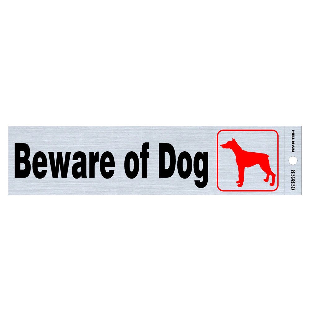 Durable black and blue nickel self-adhesive beware of dog sign for home improvement and hardware collections