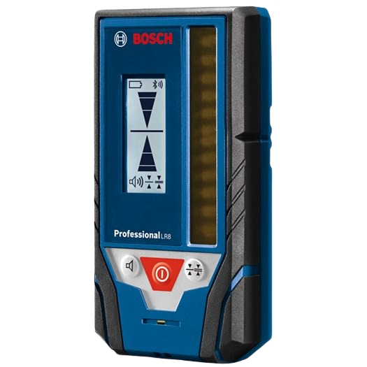 Compact Bosch line laser receiver with digital display and control buttons for precise home improvement measurements