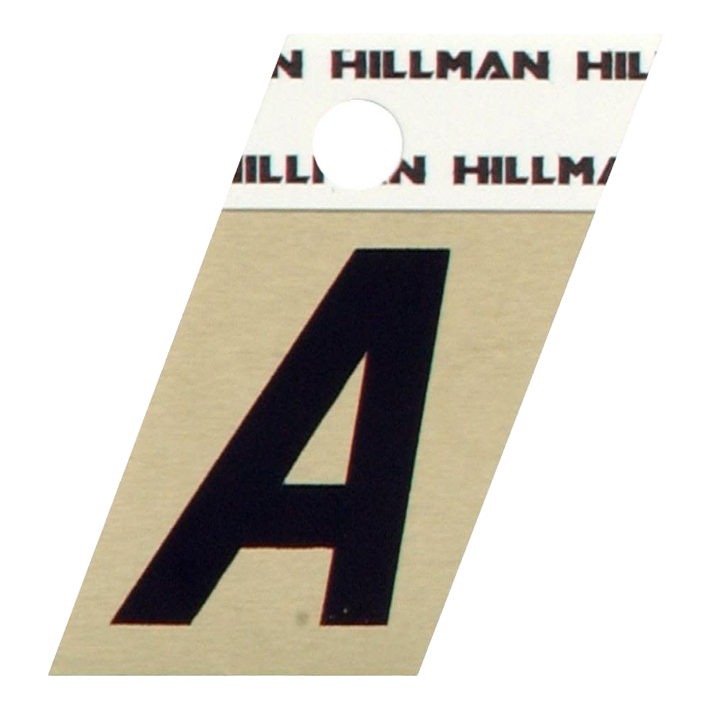 Hillman 1-1/2 Inch Black & Gold Aluminum Angle Cut Sticker Letter A